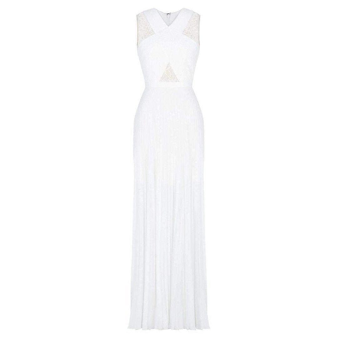 BCBGMAXAZRIA-Caia White Crisscross Sleeveless Gown - Runway Catalog