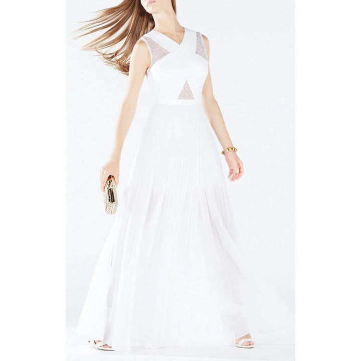 Caia White Crisscross Sleeveless Gown
