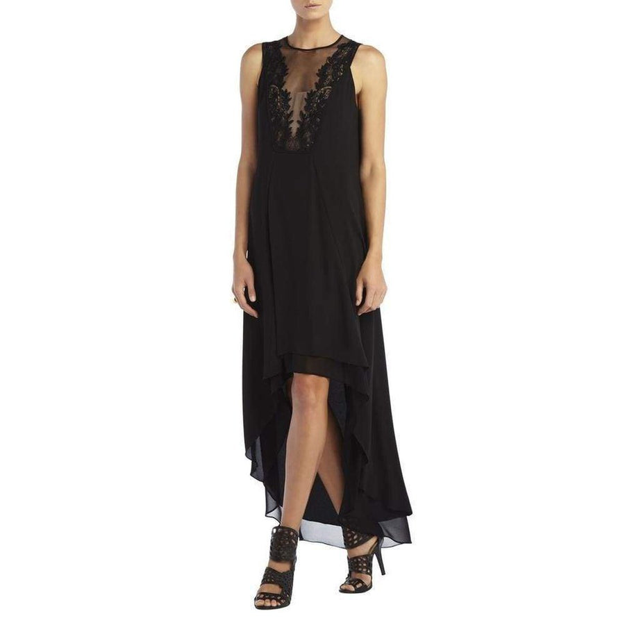BCBGMAXAZRIA-Cassidy Sleeveless Embroidered Lace Yoke Dress - Runway Catalog