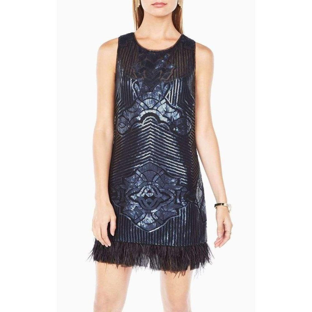 Caterina Sequin Feather Dress