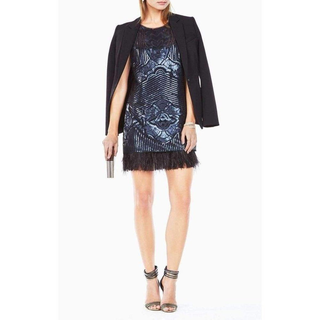 Caterina Sequin Feather Dress