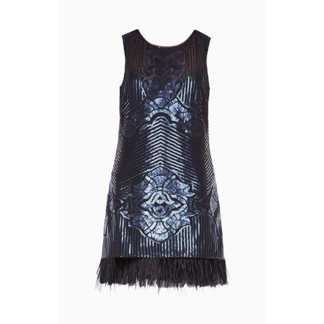 BCBGMAXAZRIA-Caterina Sequin Feather Dress - Runway Catalog
