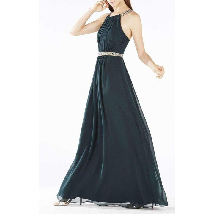 Celestine Beaded Halter Gown Dress