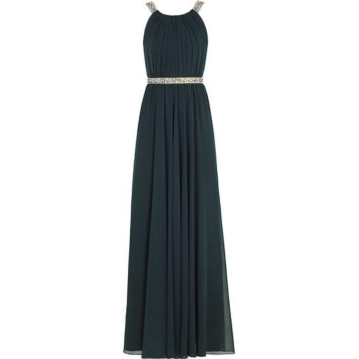 Celestine Beaded Halter Gown Dress