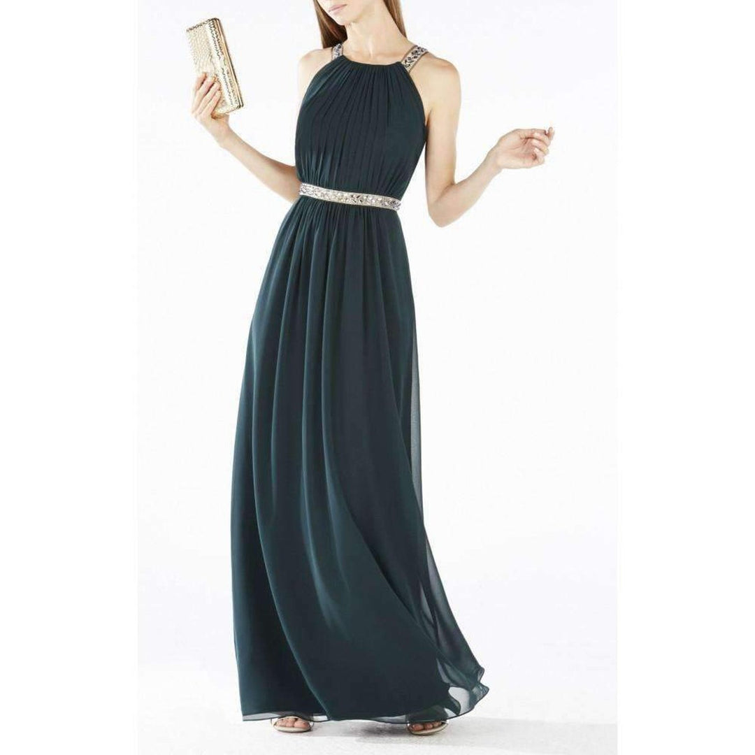 Celestine Beaded Halter Gown Dress