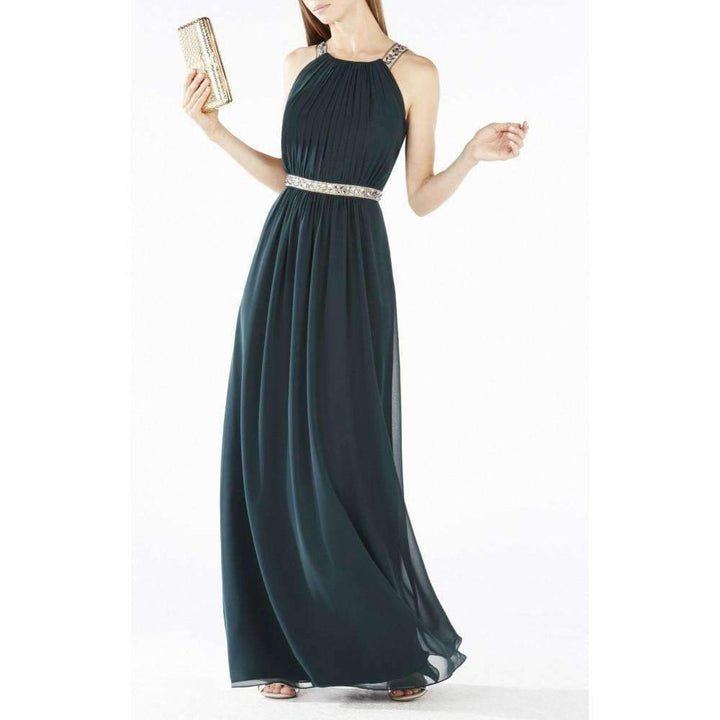 Celestine Beaded Halter Gown Dress