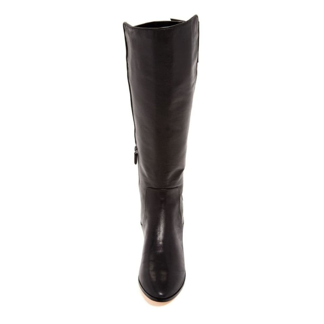 Central Black Leather Riding Boots