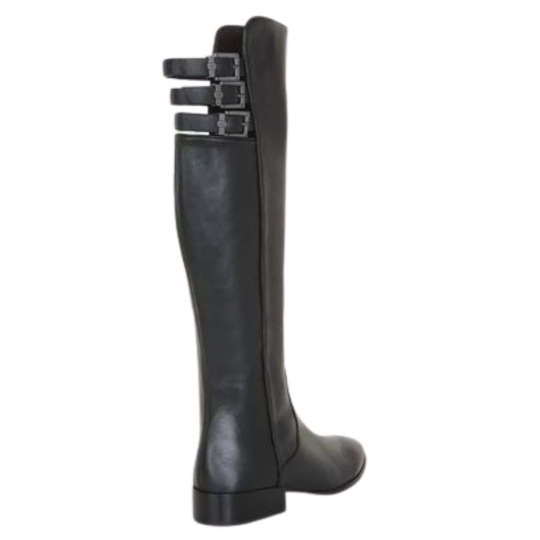 Central Black Leather Riding Boots