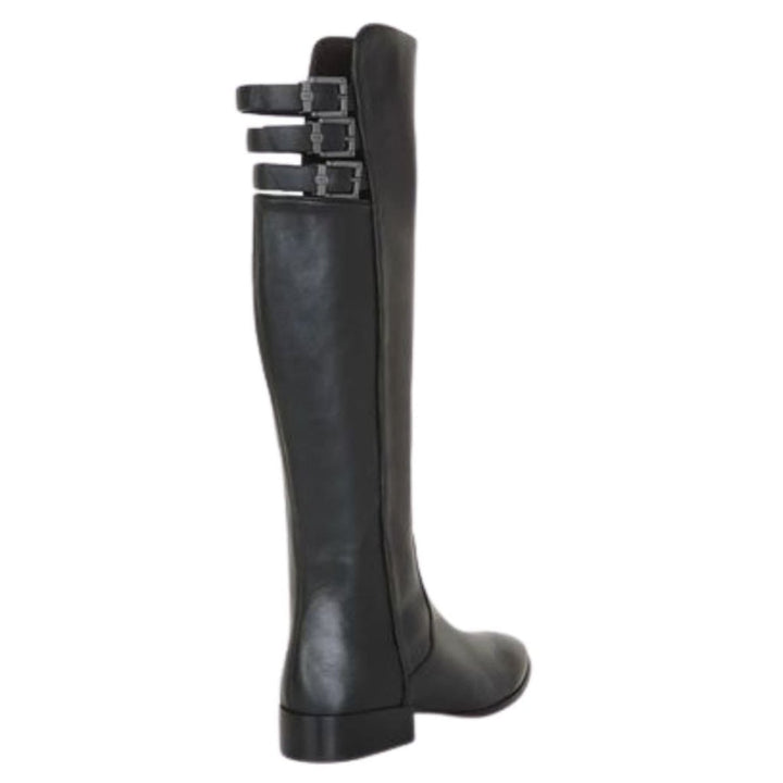 Central Black Leather Riding Boots