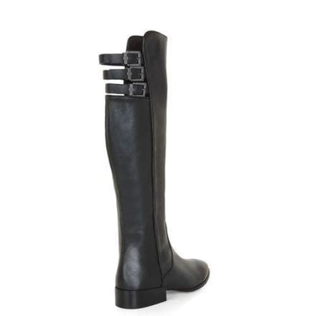 Central Black Leather Riding Boots
