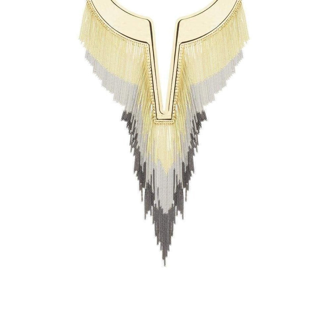 Chain Fringe Plate Collar Necklace