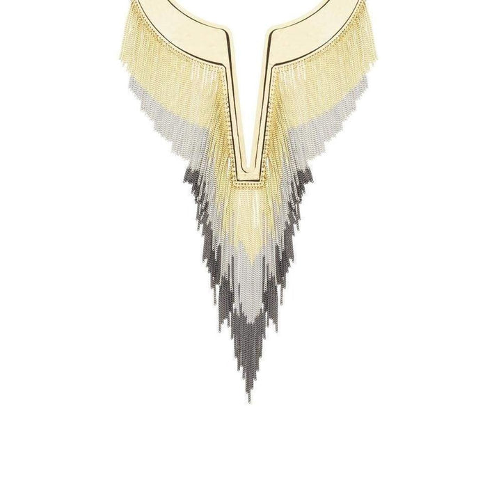 Chain Fringe Plate Collar Necklace