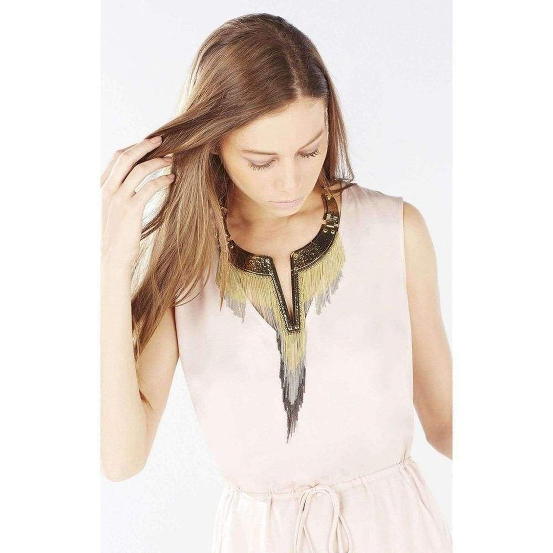 Chain Fringe Plate Collar Necklace