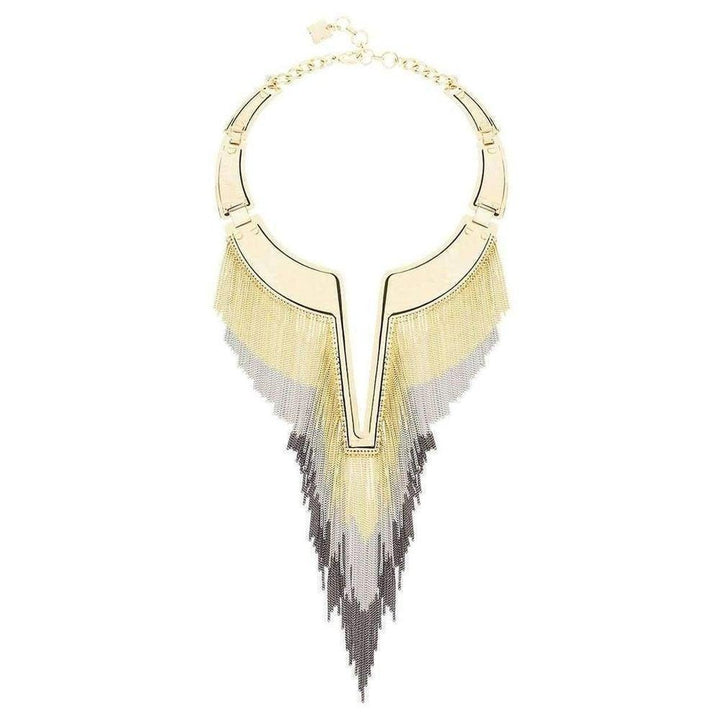 BCBGMAXAZRIA-Chain Fringe Plate Collar Necklace - Runway Catalog