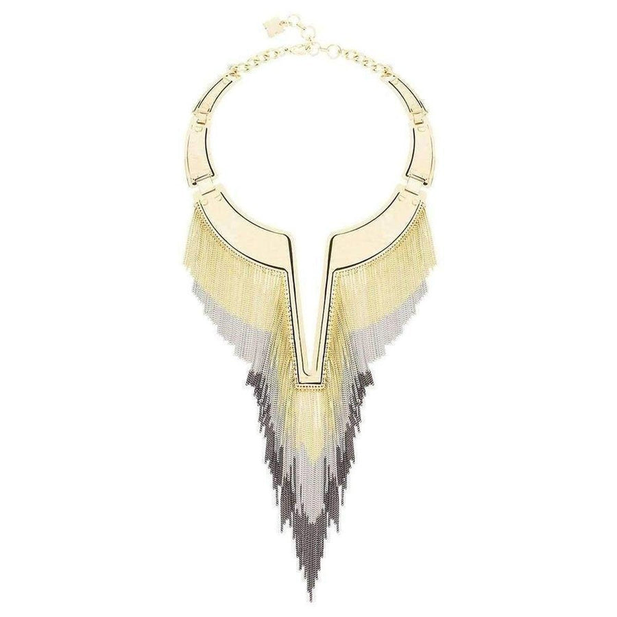 BCBGMAXAZRIA-Chain Fringe Plate Collar Necklace - Runway Catalog