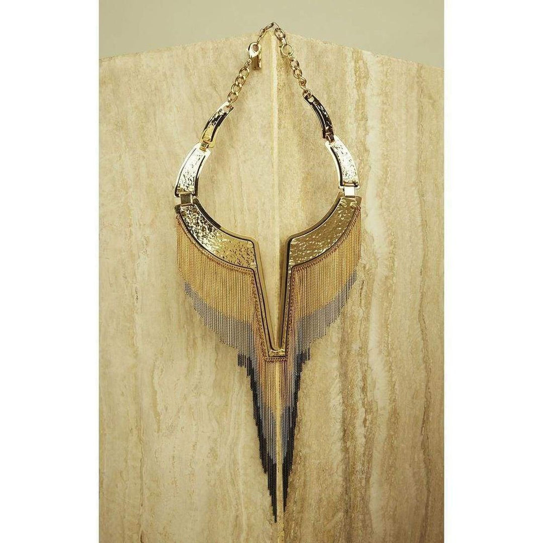 Chain Fringe Plate Collar Necklace