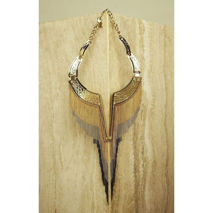 Chain Fringe Plate Collar Necklace