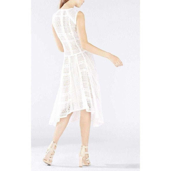 Claudette Lace Blocked Scarf Hem Dress