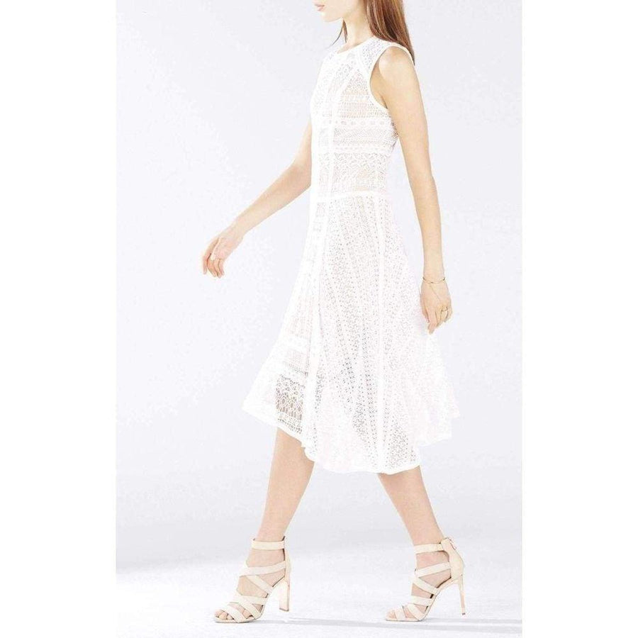 BCBGMAXAZRIA-Claudette Lace Blocked Scarf Hem Dress - Runway Catalog