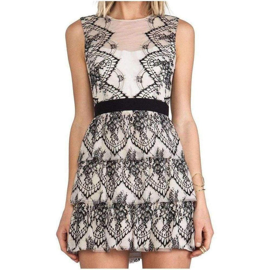 BCBGMAXAZRIA-Collier Sleeveless Scalloped Lace Dress - Runway Catalog