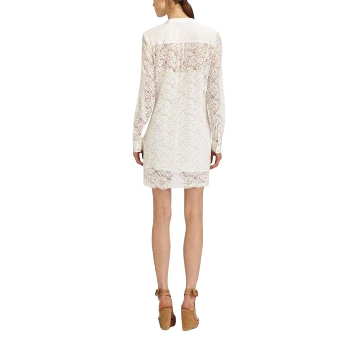 Contrast Bib Lace Silk Tunic Dress