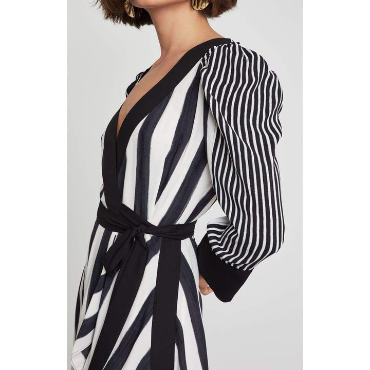 Costa Stripe Faux Wrap Dress