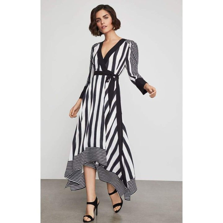 Costa Stripe Faux Wrap Dress