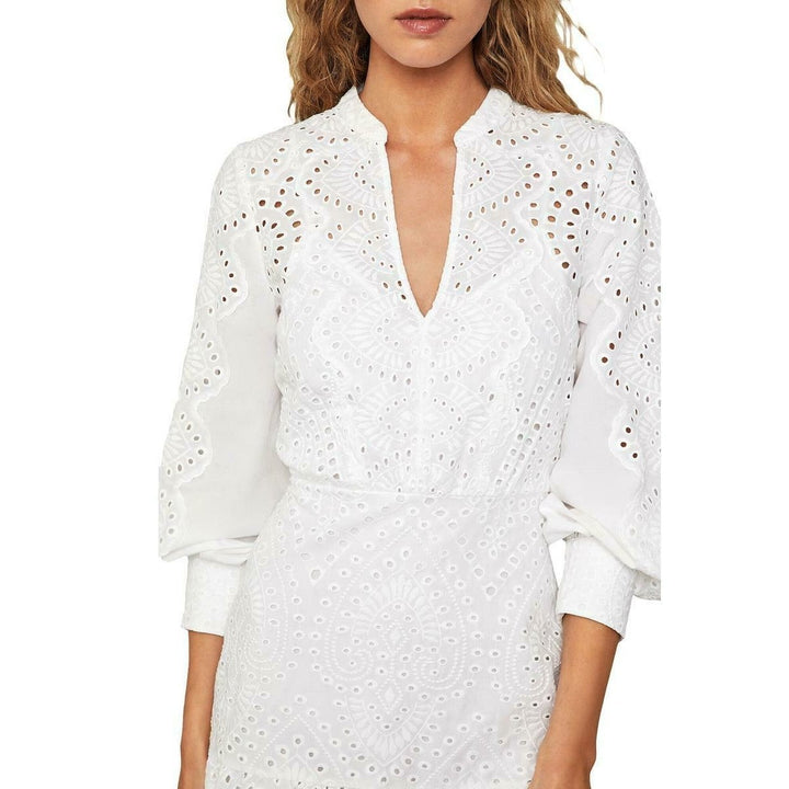 Cotton Eyelet Ruffle Shirt Dress