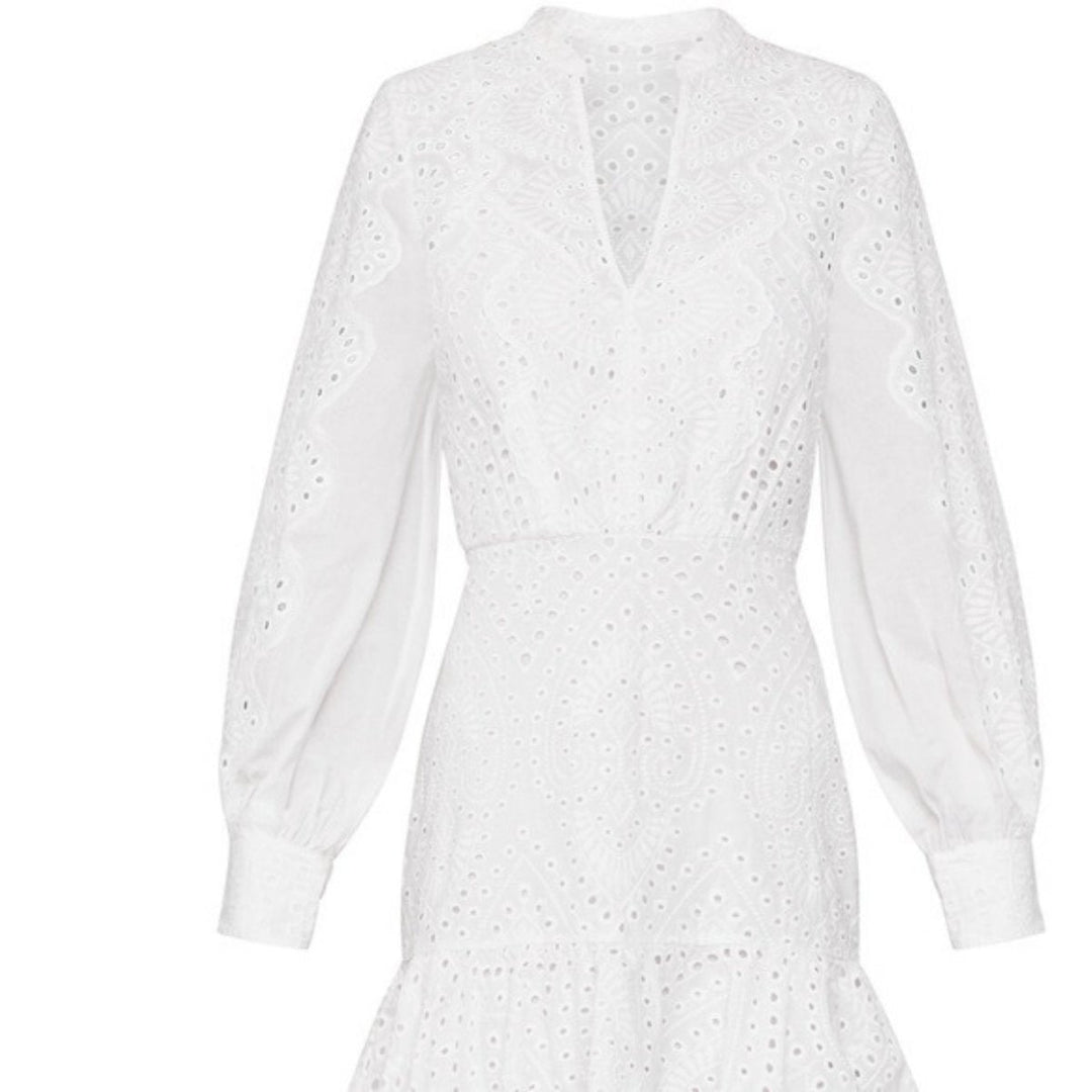 Cotton Eyelet Ruffle Shirt Dress