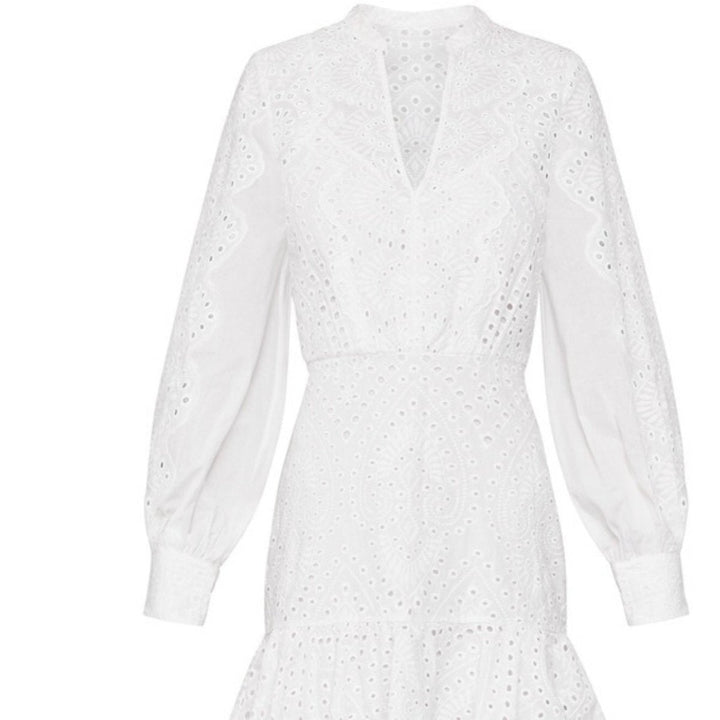 Cotton Eyelet Ruffle Shirt Dress