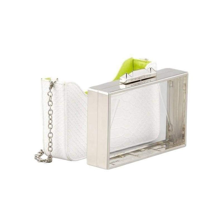 Crawford Lucite White Clutch with Shell
