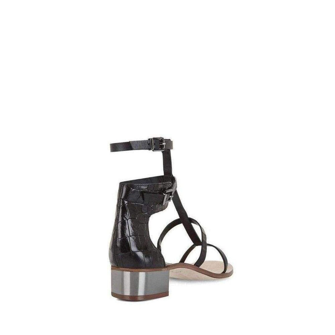 Crocodile Pattern Cross T-Strap Sandal