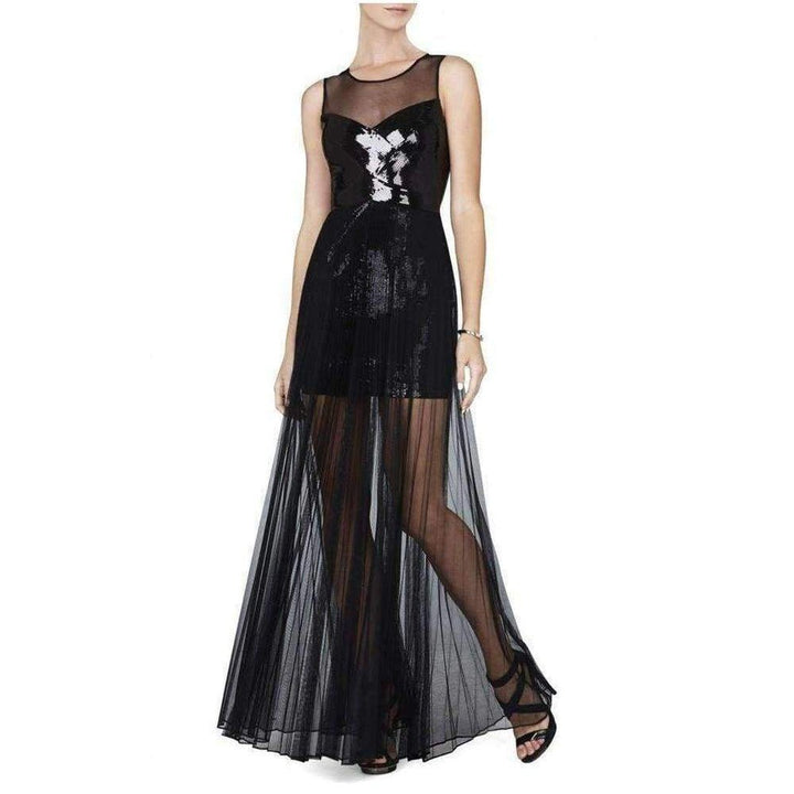Cynthia Sequinned Detail Pleated Gown