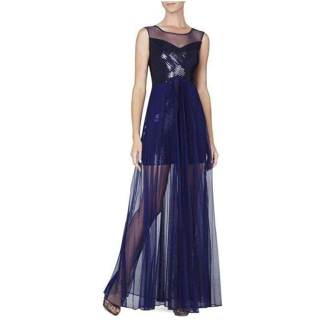 Cynthia Sequinned Detail Sunburst Pleated Gown