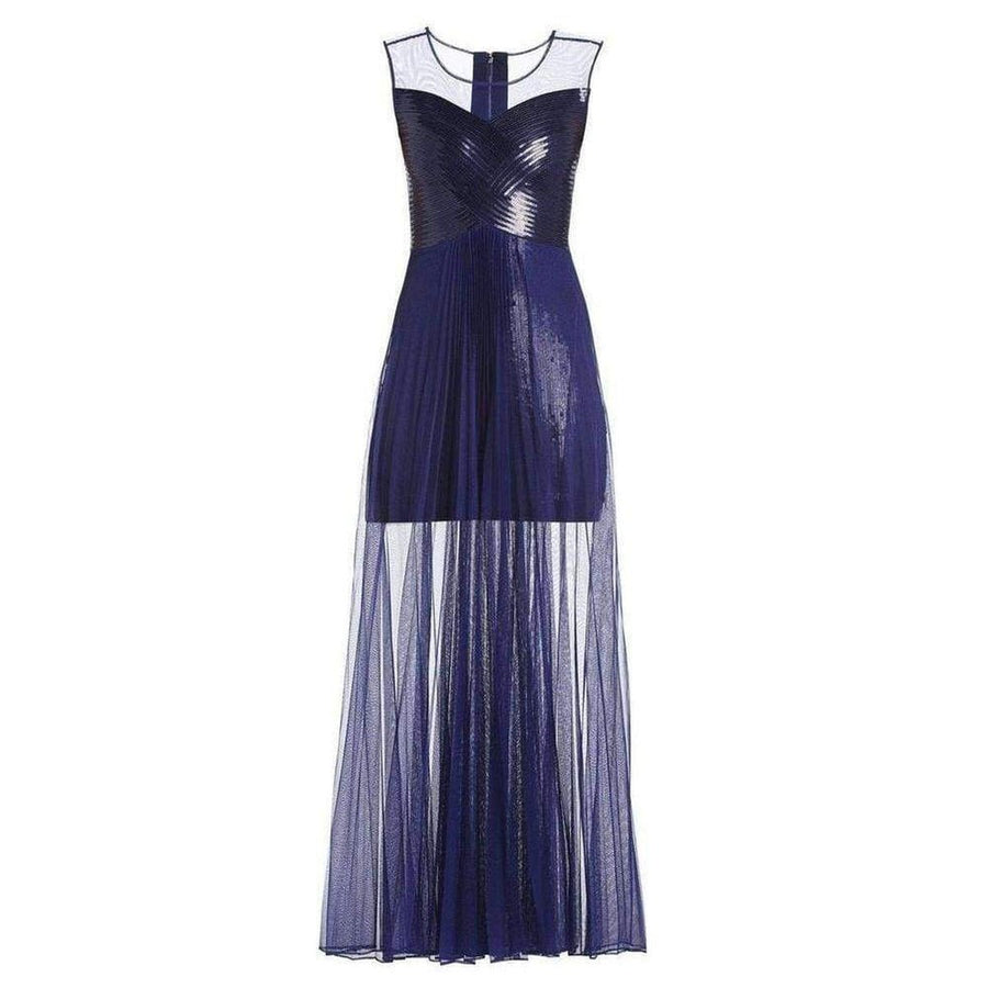 BCBGMAXAZRIA-Cynthia Sequinned Detail Sunburst Pleated Gown - Runway Catalog