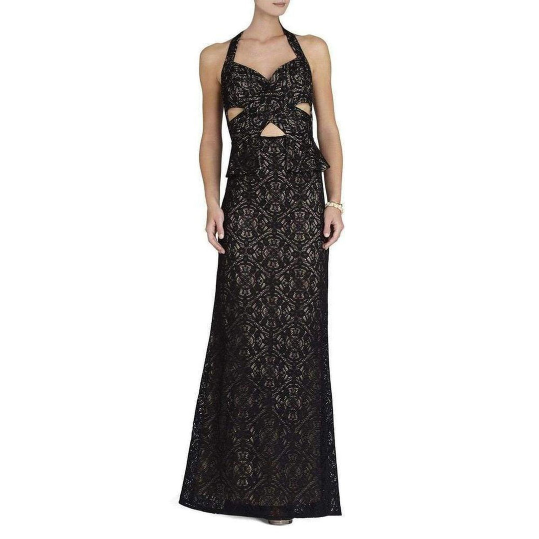 Daga Cutout Halter Black Gown Dress