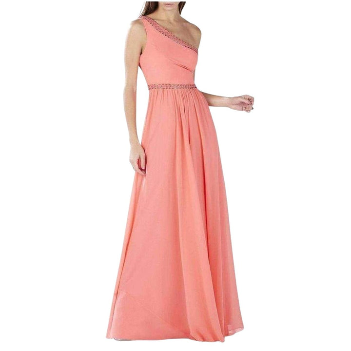 Daniele Coral One Shoulder Embellished Gown