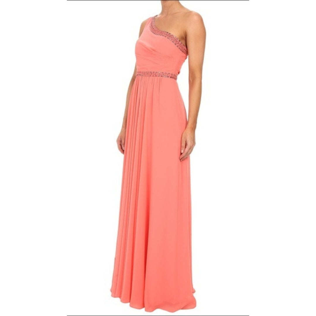 Daniele Coral One Shoulder Embellished Gown