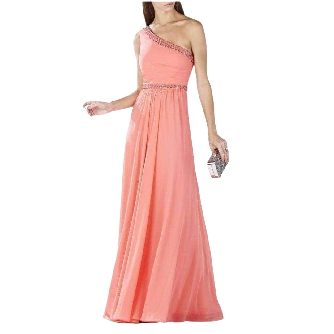 BCBGMAXAZRIA-Daniele Coral One Shoulder Embellished Gown - Runway Catalog