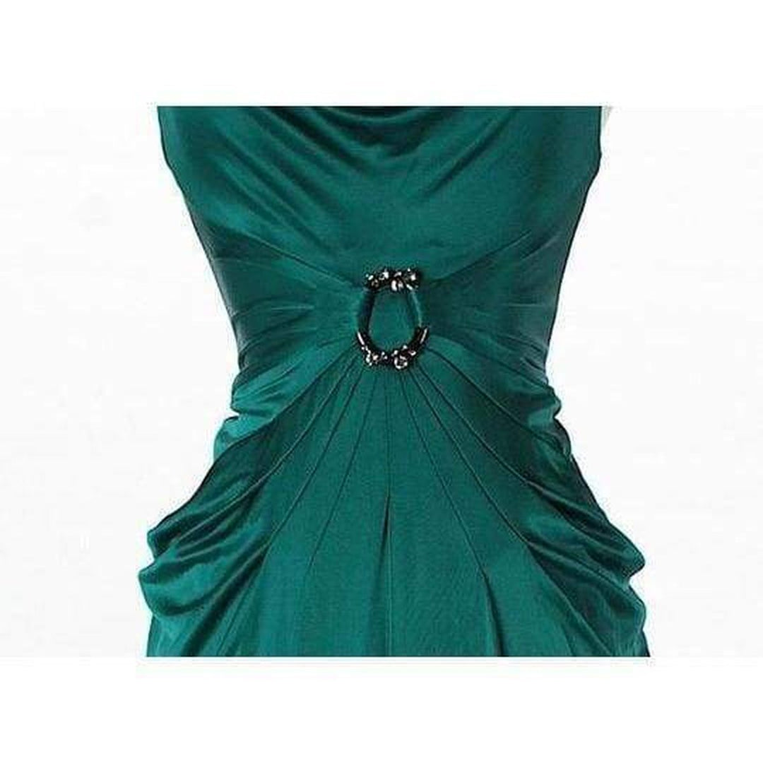 Dark Teal Cowl Neck Jewek Gown Dress