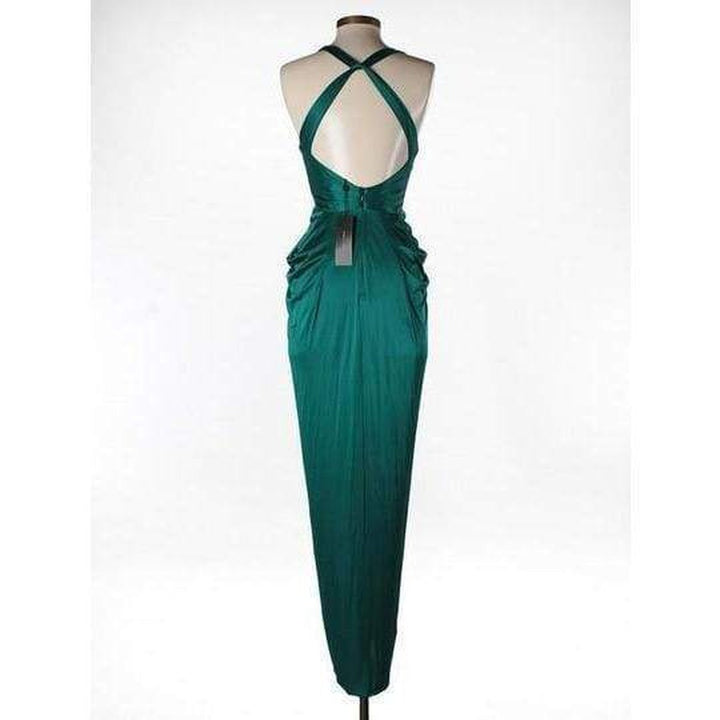 Dark Teal Cowl Neck Jewek Gown Dress