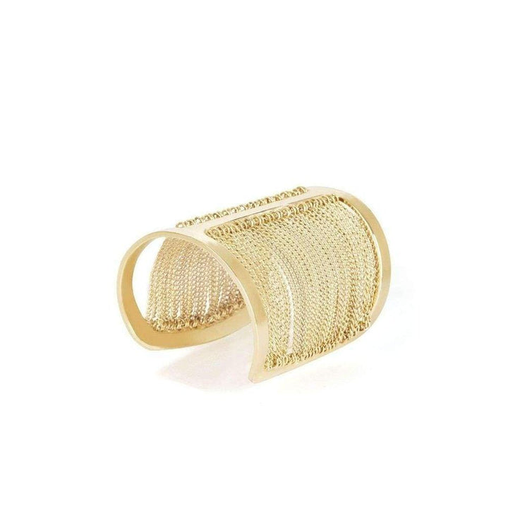 Draped Chain Gold Tone Cuff Bracelet JSSJE834