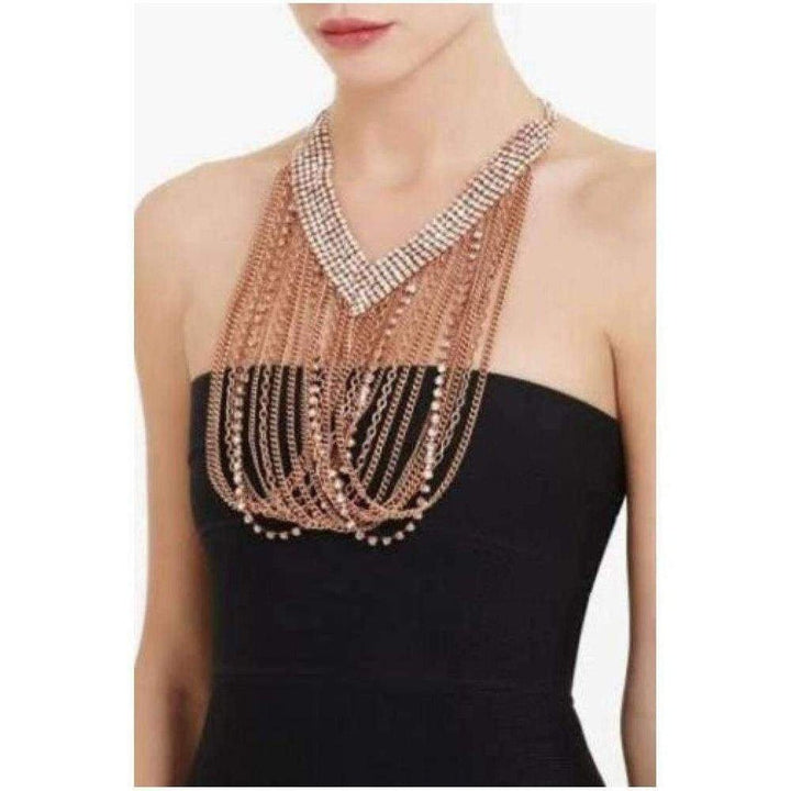 Draped Chain Rhinestone Necklace