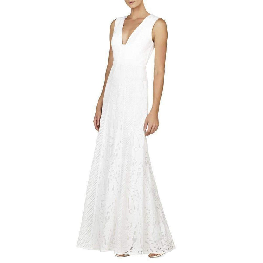 BCBGMAXAZRIA-Elisia Sleeveless Lace Blocked Gown Dress - Runway Catalog
