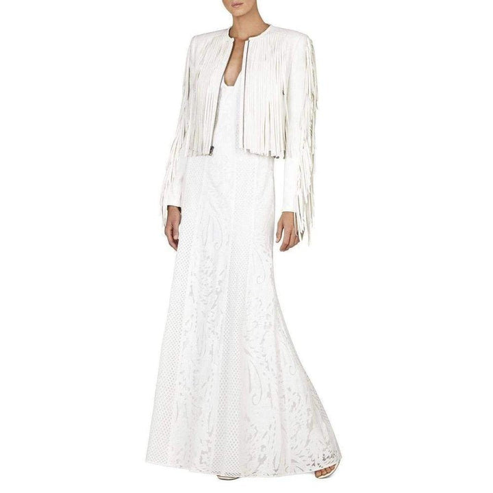 Elisia Sleeveless Lace Blocked Gown Dress