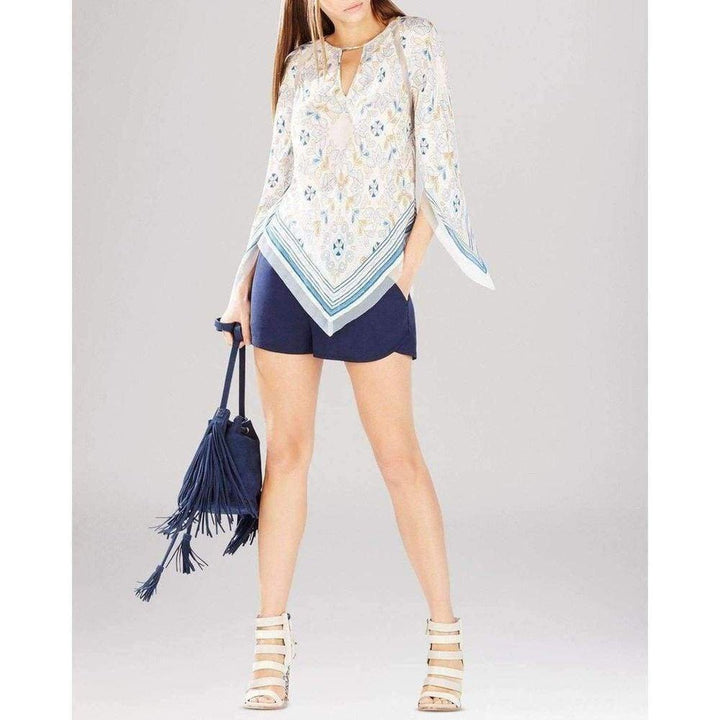Elyza Print-Blocked Scarf Top
