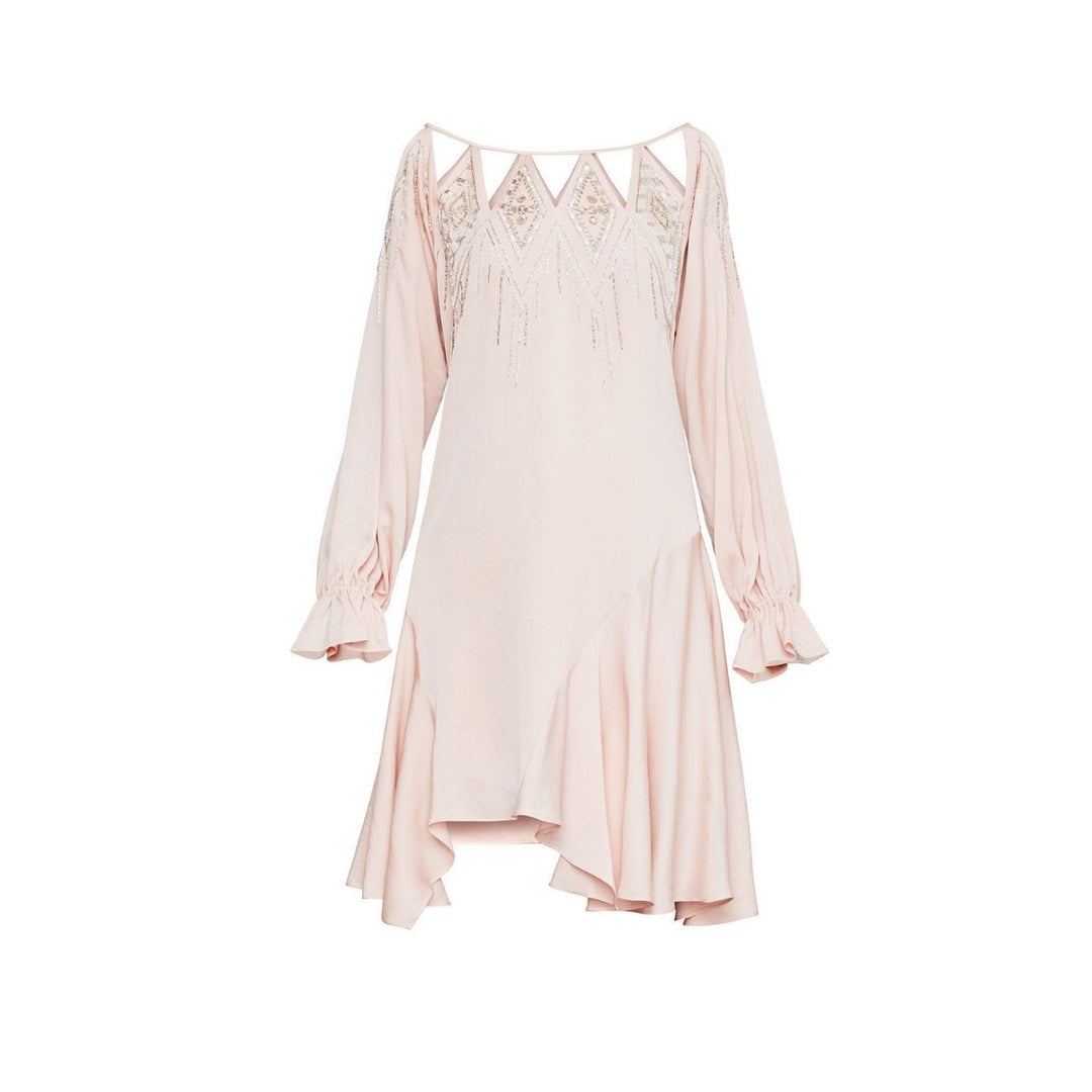 Embellished Cutout-Neck Drop-Waist Dress