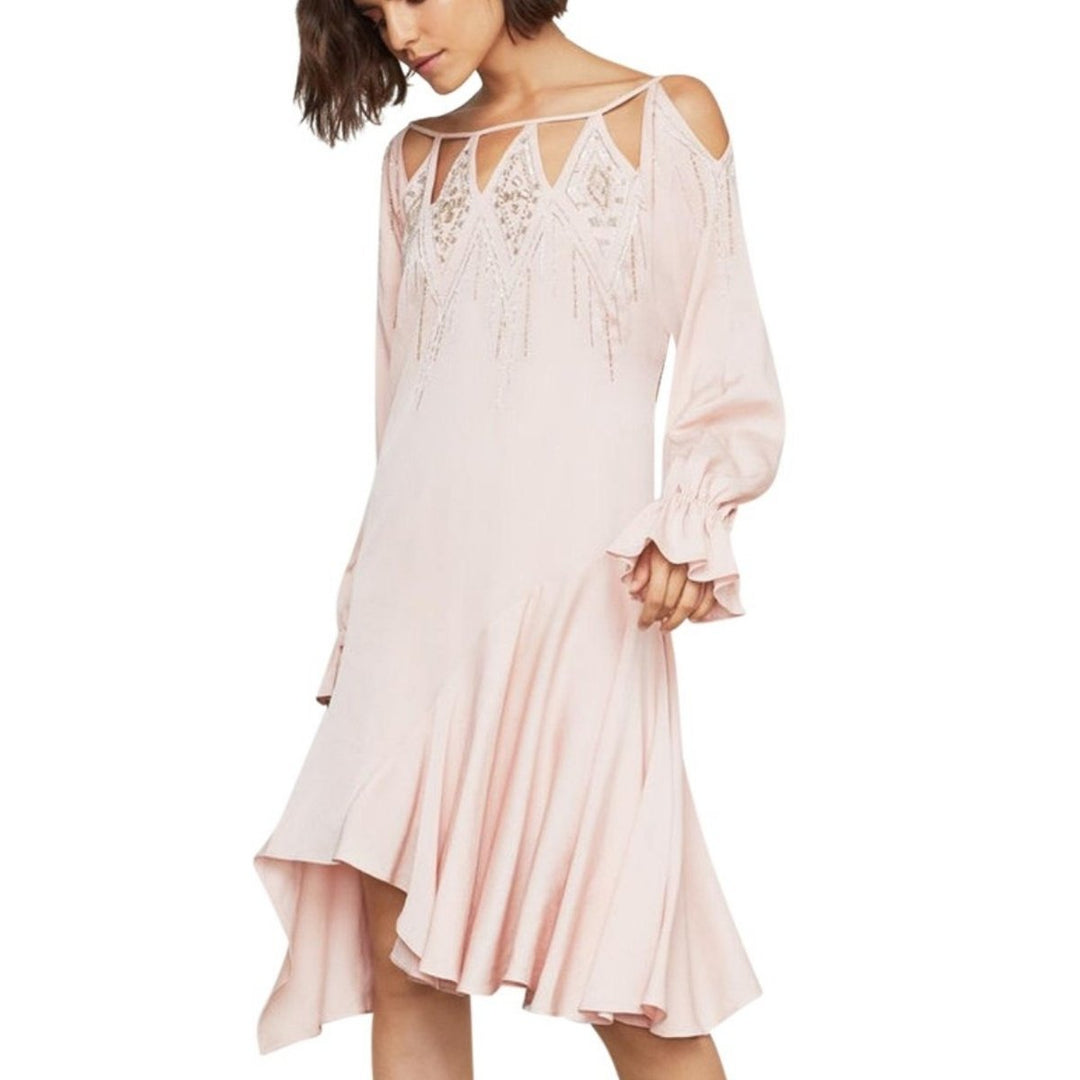 BCBGMAXAZRIA-Embellished Cutout-Neck Drop-Waist Dress - Runway Catalog
