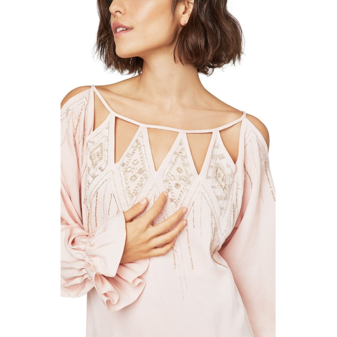 Embellished Cutout-Neck Drop-Waist Dress