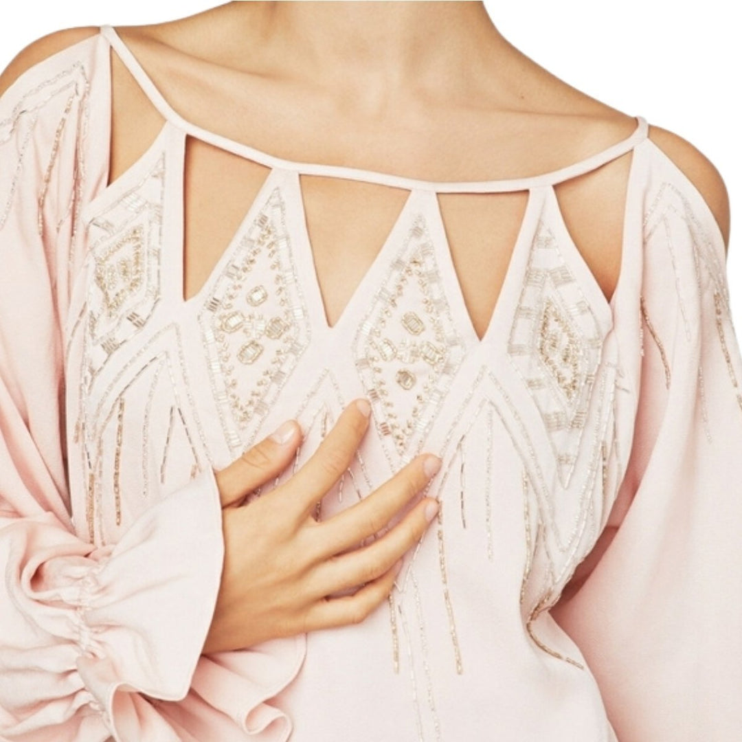 Embellished Cutout-Neck Drop-Waist Dress